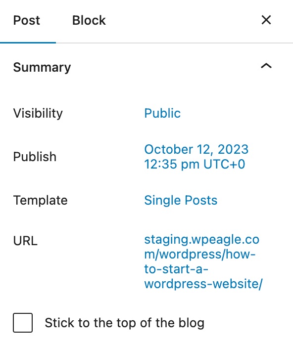 WordPress Post Summary Options