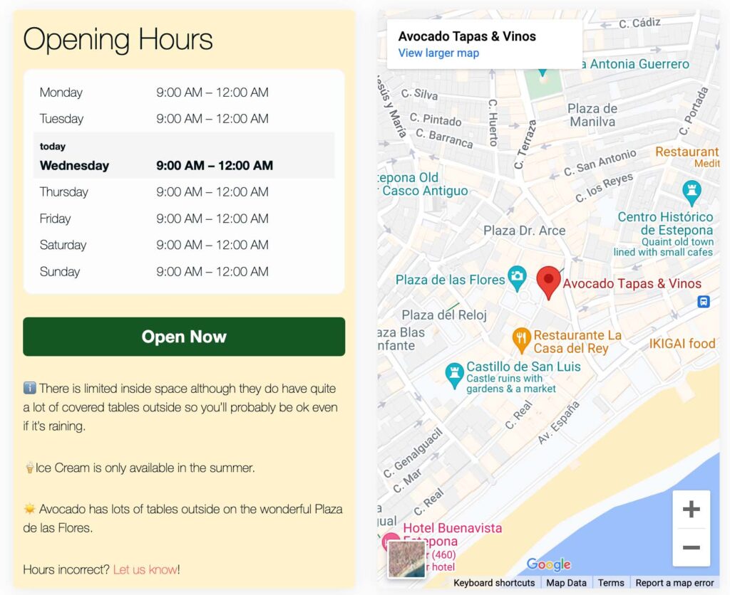 Opening Hours and Maps
